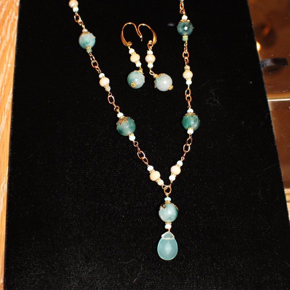 Amazonite necklace with matching earrings